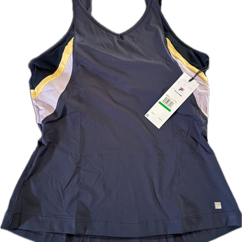 Fila Dark Blue Tank with Light Yellow and White Highlights
